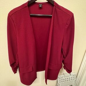 SHEIN 2X Red Open Front Blazer